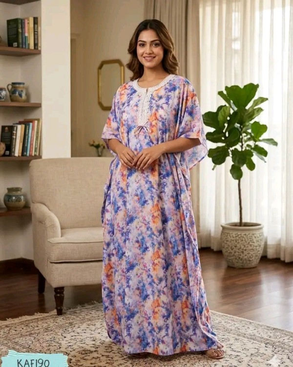 Premium Quality lace work cotton Kaftan Maxi  KAF190