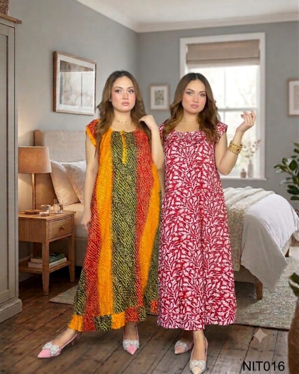 Flutter Sleeve Cotton Night wear Combo (Set of 2) NIT016