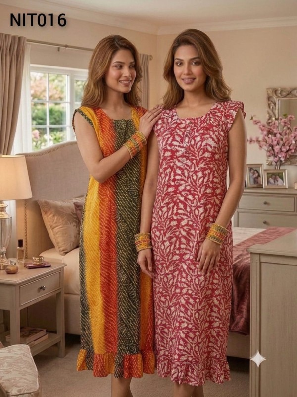 Flutter Sleeve Cotton Night wear Combo (Set of 2) NIT016
